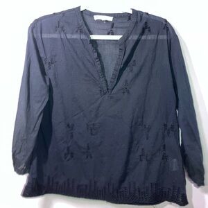 ⬛️ House of Harlow 1960 — 3/4 sleeve black embroidered boho blouse, S — EUC